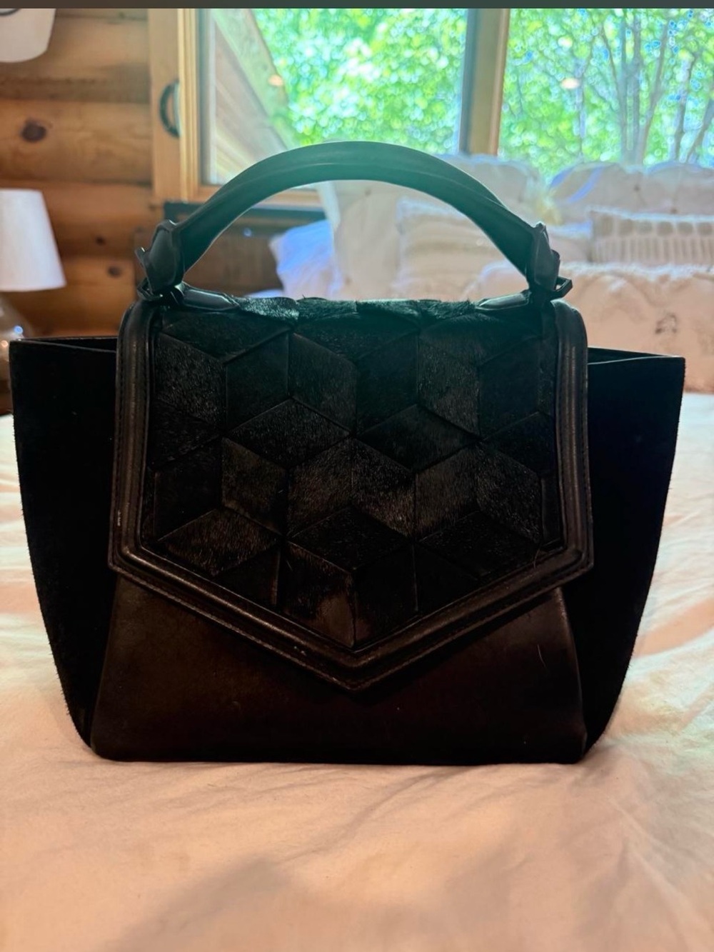 Elegant Black Structured Top-Handle Women’s Bag, Welden